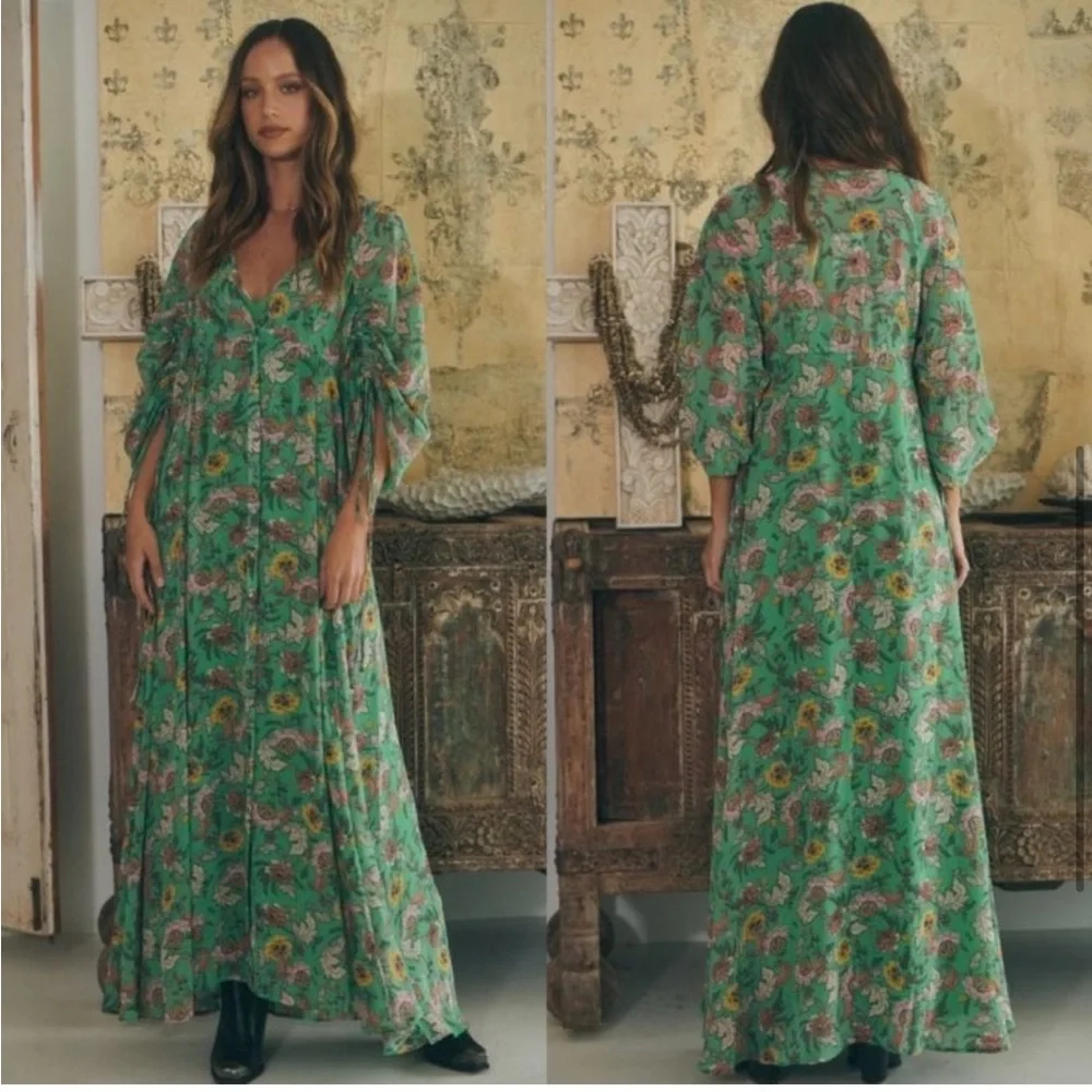 Free People Earthfolk Floral Maxi Dress in Green Combo - Picture 7 of 16